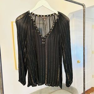 Rock & Republic black and gold top